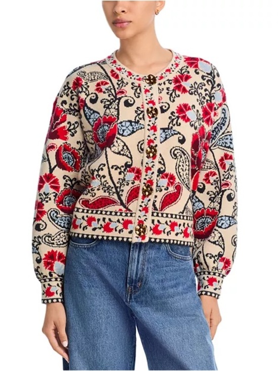 FARM Rio Sweaters - Farm Rio Francesca Sand Knit Cardigan